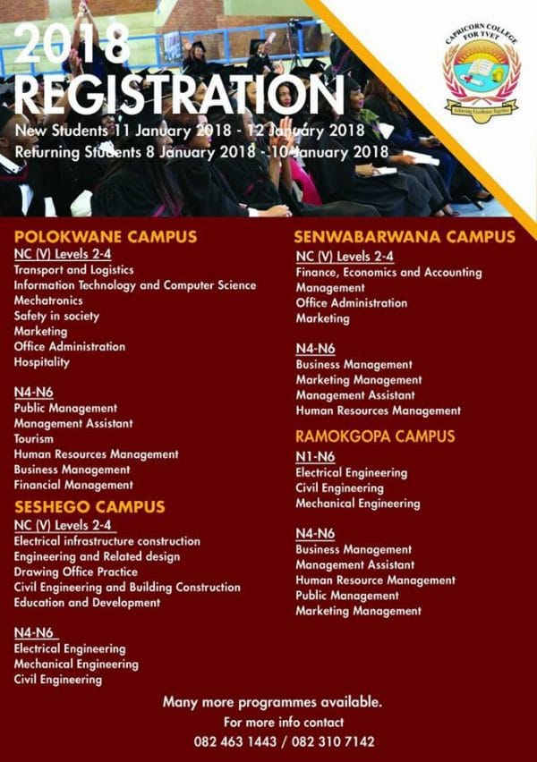 Capricorn TVET College Registration 2019 Courses Eligibility Criteria 